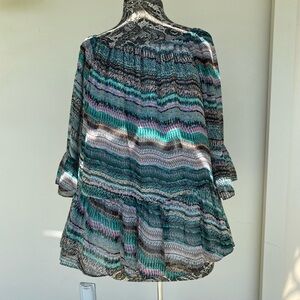 Dr 2 multi colored green, black and pink blouse size XL